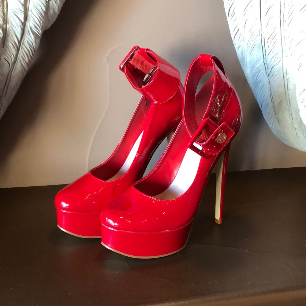 Never worn red patent sexy high heels